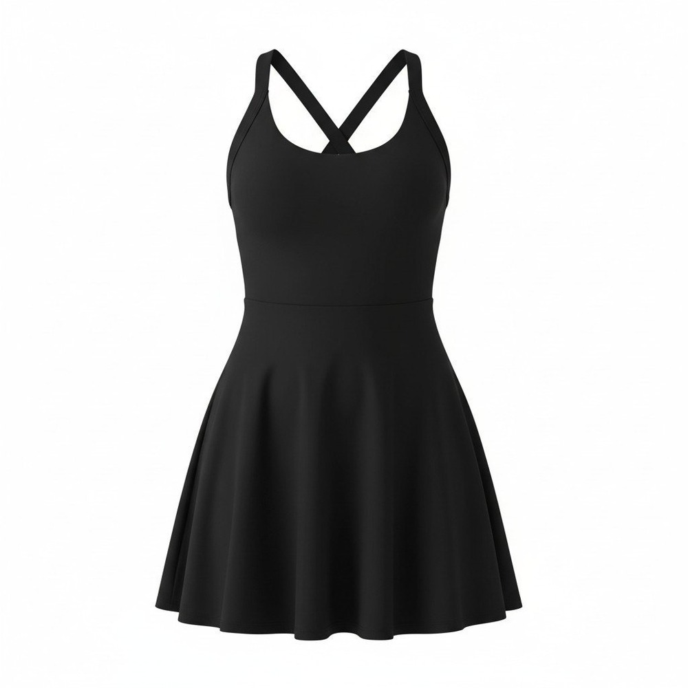 Halara Black Active Dress Womens 3X Open Back Tennis Golf Fit and Flare